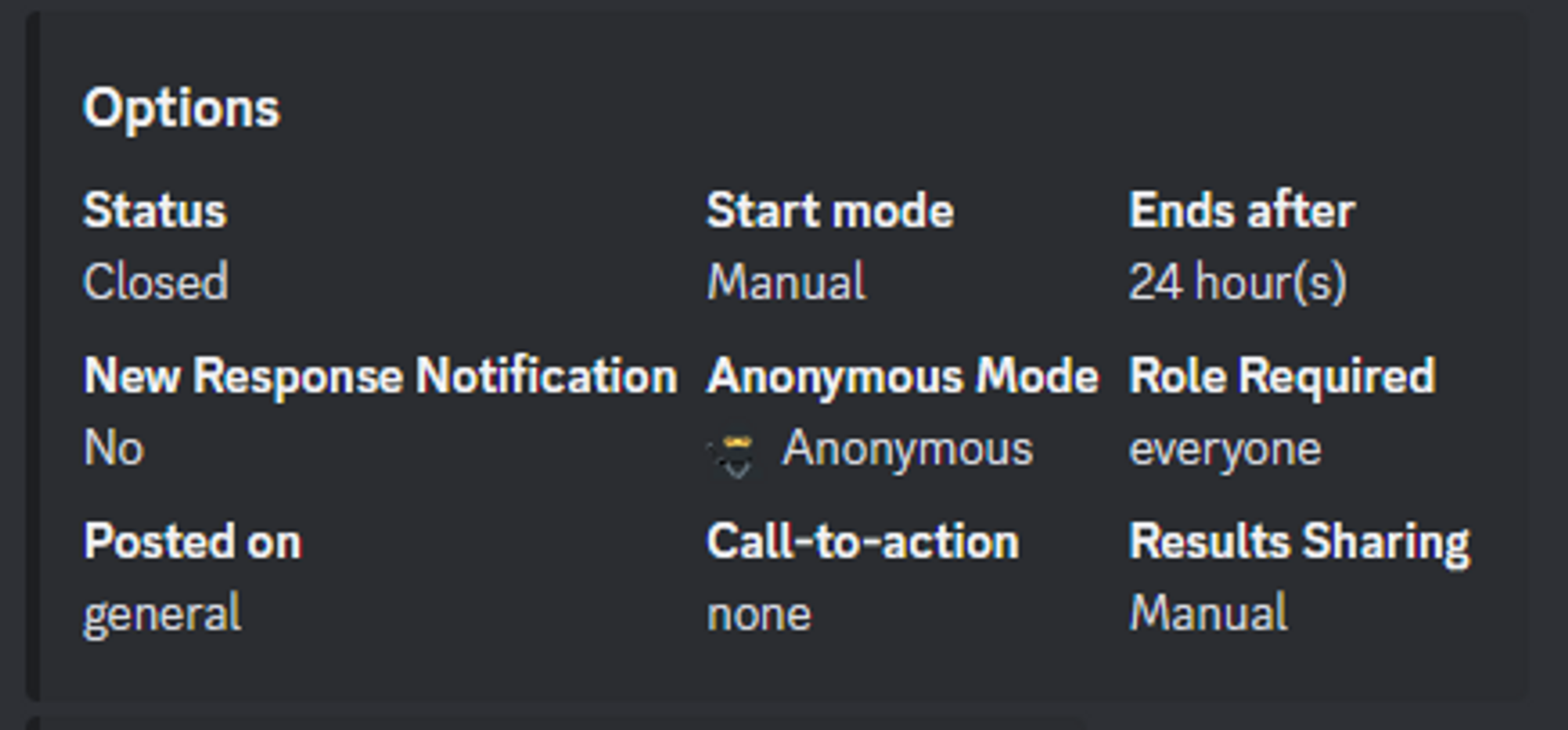 All Convo settings